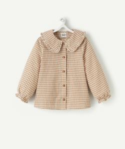 Chemise à carreaux bébé fille en coton col claudine - 36 M