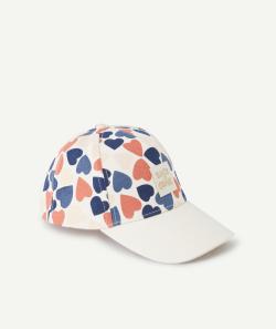 Casquette fille en coton et imprimé coeurs colorés - 8-10 A