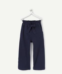 Pantalon fluide bleu marine en fibres recyclées avec noeud - 6 A