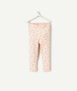 Legging bébé fille côtelé rose pâle et imprimé fleuri - 12 M