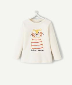 T-shirt bébé garçon en coton bio avec chat et message - 24 M