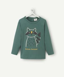 T-shirt bébé garçon en coton bio vert avec raton farceur - 24 M