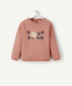 Sweat bébé fille en fibres recyclées rose et message - 36 M