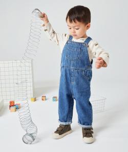 Salopette bébé garçon en denim bleu low impact - 6 M