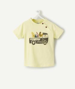 T-shirt bébé garçon en coton bio vert avec motif camion - 9 M