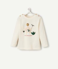 T-shirt bébé garçon en coton bio écru canard jardinier - 3 M