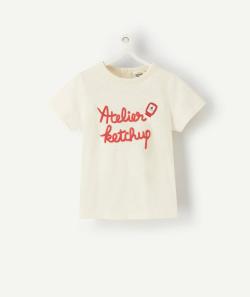 T-shirt bébé garçon en coton bio écru message ketchup - 18 M