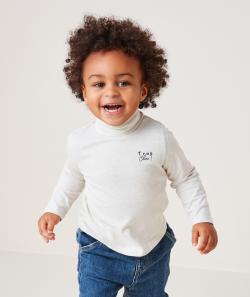 Sous-pull bébé garçon en coton bio gris chiné et message - 9 M