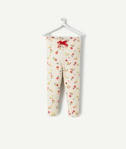 Legging bébé fille en coton bio écru imprimé tomates - 6 M