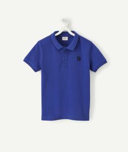Polo garçon en coton bleu électrique avec motifs surfs brodés - 6 A
