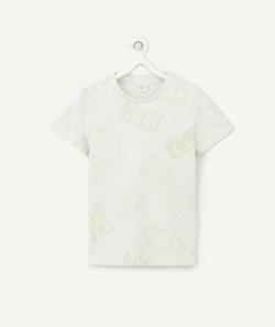 T-shirt garçon en coton bio gris chiné imprimé messages - 4 A