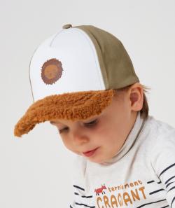 Casquette bébé garçon en coton kaki et camel avec bouclettes - 3-6 M