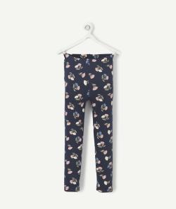 Legging fille en coton bio bleu marine imprimé floral - 9 A