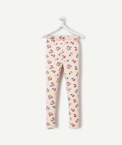 Legging fille en coton bio rose imprimé fleuri - 9 A