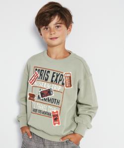 Sweat garçon en fibres recyclées vert thème expo universel - 2-3 A