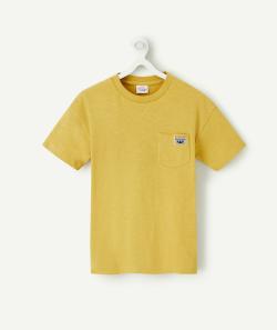 T-shirt garçon en coton bio jaune avec poche - 4 A