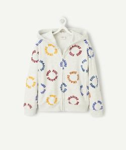 Gilet zippé garçon en fibres recyclées et imprimé avec messages colorés - 12 A