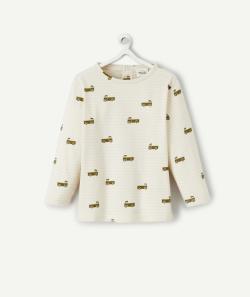 T-shirt bébé garçon en coton bio beige avec camions - 36 M