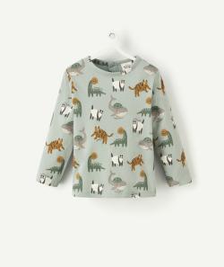 T-shirt bébé garçon en coton bio vert avec animaux - 36 M