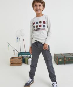 Pantalon slim cargo garçon en viscose responsable gris - 10 A