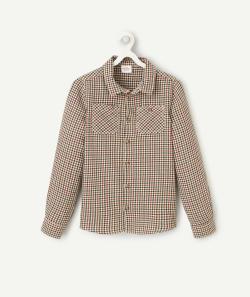 Chemise à carreaux garçon bleu blanc et camel - 10 A