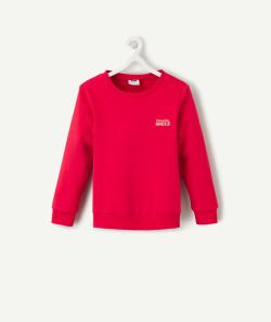 Sweat fille rouge avec message brodé sur le cœur - 6 A