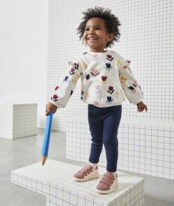 Sweat bébé fille en fibres recyclées et imprimé avec fleurs - 3 M