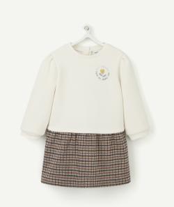 Robe bébé fille en fibres recyclées et molleton avec motif - 9 M