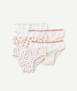 Lot de 5 culottes fille rose et blanc imprimé fleuri - 3 A
