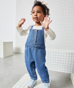 Salopette bébé fille en denim low impact bleue - 3 M