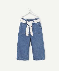 Jean large bébé fille en denim low impact avec ceinture fleurie - 36 M