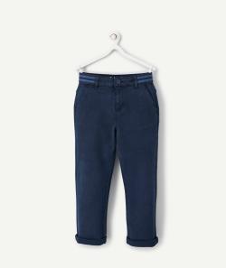 Pantalon relax garçon marine en viscose responsable taille rayée - 14 A