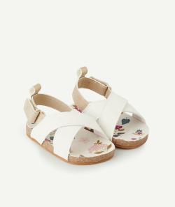 Chaussons style sandales bébé fille blanc et couleur dorée - 6-12 M