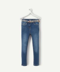 Jean skinny fille en denim low impact avec ceinture léopard - 14 A