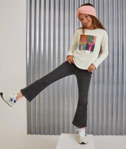 Pantalon flare fille en denim low impact noir - 4 A