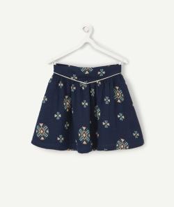 Jupe fille bleu marine en gaze de coton avec motifs - 4 A