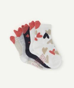 Lot de 5 chaussettes hautes bébé fille avec coeurs roses - 18-20