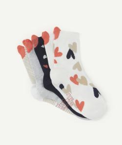 Lot de 5 chaussettes hautes fille unies et imprimées avec coeurs - 24-26
