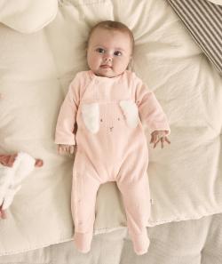 Le dors bien velours rose avec oreilles de lapin en relief - 6 M