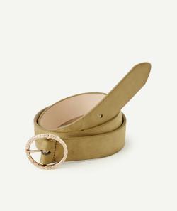 Ceinture fille kaki avec boucle ronde couleur dorée - 50-55
