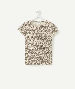 T-shirt fille en coton bio et imprimé léopard côtelé - 14 A