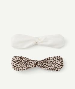 Lot de 2 bandeaux avec noeuds fille blanc et léopard - 2-6 A