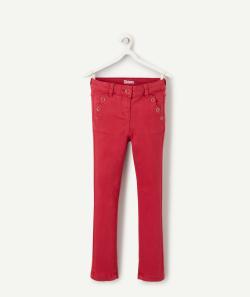 Pantalon skinny fille en fibres recyclées rose - 10 A