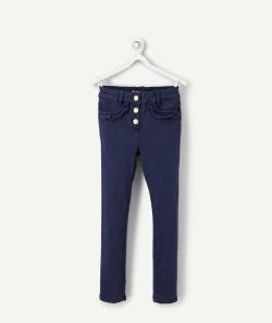 Pantalon skinny fille en fibres recyclées bleu avec volants - 8 A