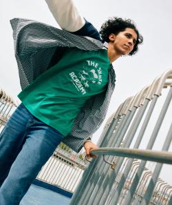 T-shirt mixte en coton bio vert avec balle et messages - XS