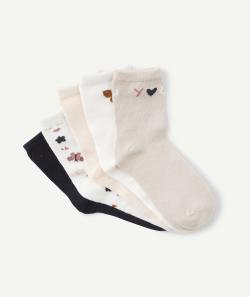 Lot de 5 chaussettes fille pâle thème papillons - 38-40