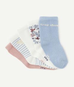 Lot de 5 chaussettes fille bleues blanches et roses - 18-20