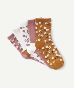 Lot de 5 paires de chaussettes mi-hautes fille unies et fleuries - 27-30
