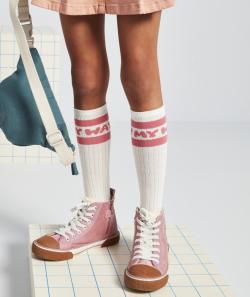 Lot de 2 chaussettes blanches hautes fille avec bandes - 31-34