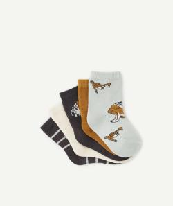 Lot de 5 chaussettes bébé garçon avec motifs animaux unis et rayures - 15-17